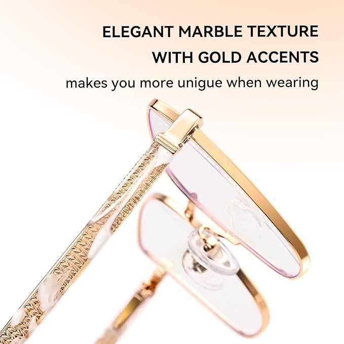 Dollger Blue Light Blocking Glasses for Women Trendy Oversized Computer Eyeglasses Cat Eye Metal Frame bluelight glasses Gold