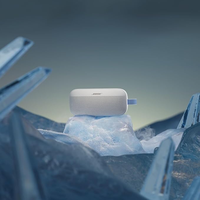 Bose NEW SoundLink Flex Portable Bluetooth Speaker (2nd Gen), Outdoor Speaker with Hi-Fi Audio, Up to 12 Hours Battery, Waterproof and Dustproof, + Slinger Hard Travel Case & USB Plug (Fog Gray)