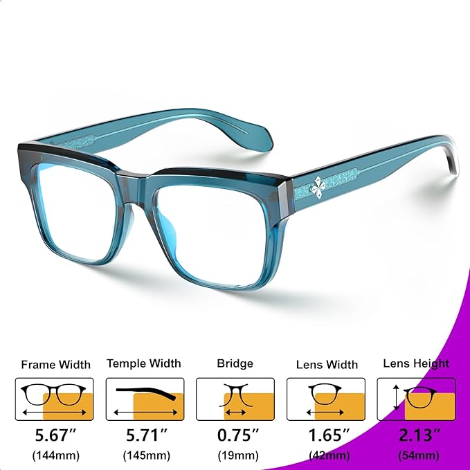 VISOONE TR90 Square Blue Light Blocking Glasses Fashion Computer Eyewear for Women and Men RANDI