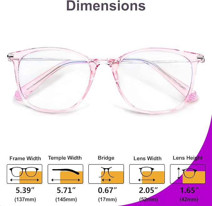 VISOONE Anti Slip TR90 Blue Light Blocking Glasses Size M Eyewear Frame with Anti Glare Eye Protection for Women GaeL