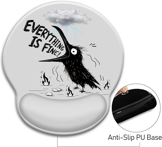 Mouse Pad with Wrist Rest, Funny Crow Ergonomic Mouse Pads Wrist Support for Desk, Goth Gaming Mousepad for Wireless Mouse Laptop Computer Work Home Desk Accessories Office Supplies Desktop Decor