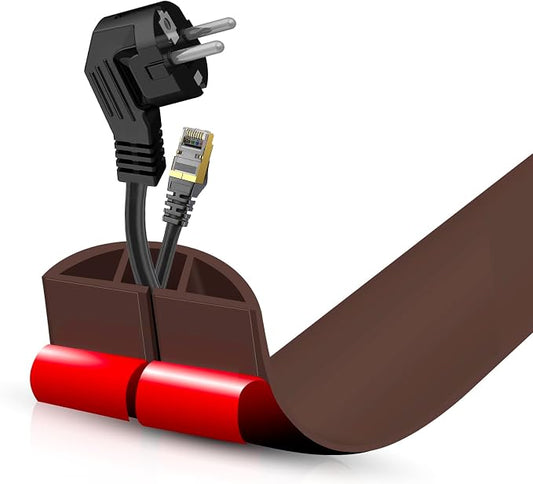 Floor Cord Cover Self Adhesive Cord Hider,3.3FT Cable Management, Extension Strip Protector for Wires, Prevent Cable Trips for Offices, Gyms, Exhibitions Cavity:0.51"(W) x 0.3"(H) Coffee by DBHXXMB-HH
