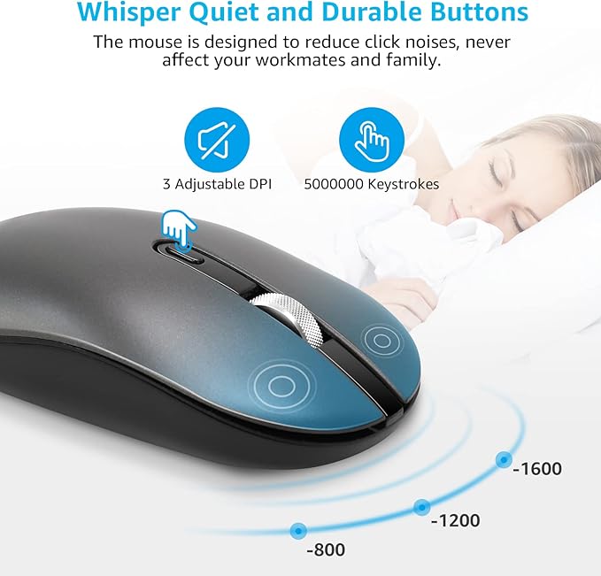LeadsaiL Wireless Keyboard and Mouse Combo, Wireless USB Mouse and Computer Keyboard Set, Compact and Silent for Windows Laptop, Desktop, PC- Grey