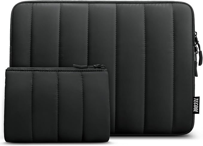 TECOOL Puffy Laptop Case 13.3 inch,13-13.3 inch Laptop Sleeve for MacBook Air 13 inch M5(2026) M4 M3 M2 M1,Macbook Neo 13 A18, Mac Pro 13/Mac Pro 14 M5 Waterproof Notebook Sleeve with Small Case,Black