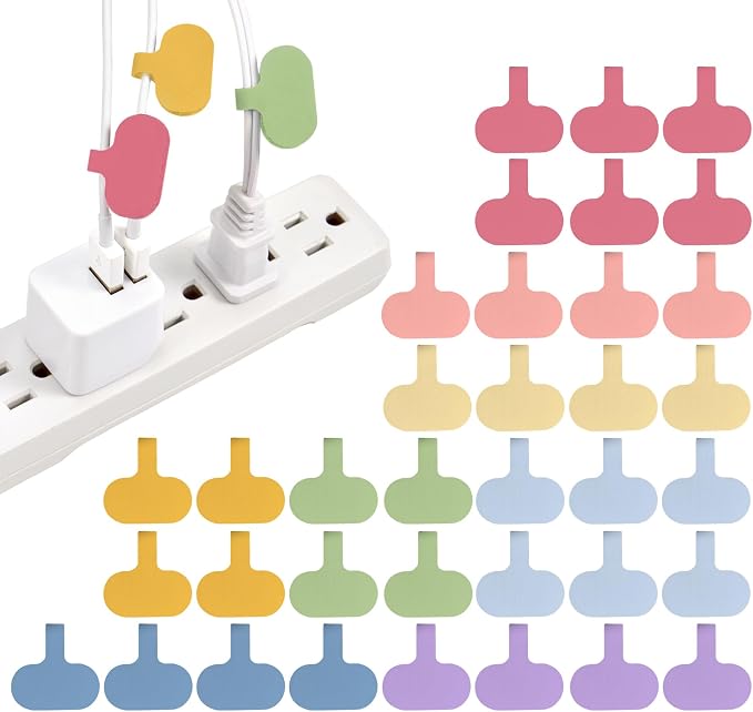 Wrap-It Storage Cable Labels - Oval, Macaron (36 Pack) - Write On Cord Labeler Wire Label Tags by Wrap-ItStorage