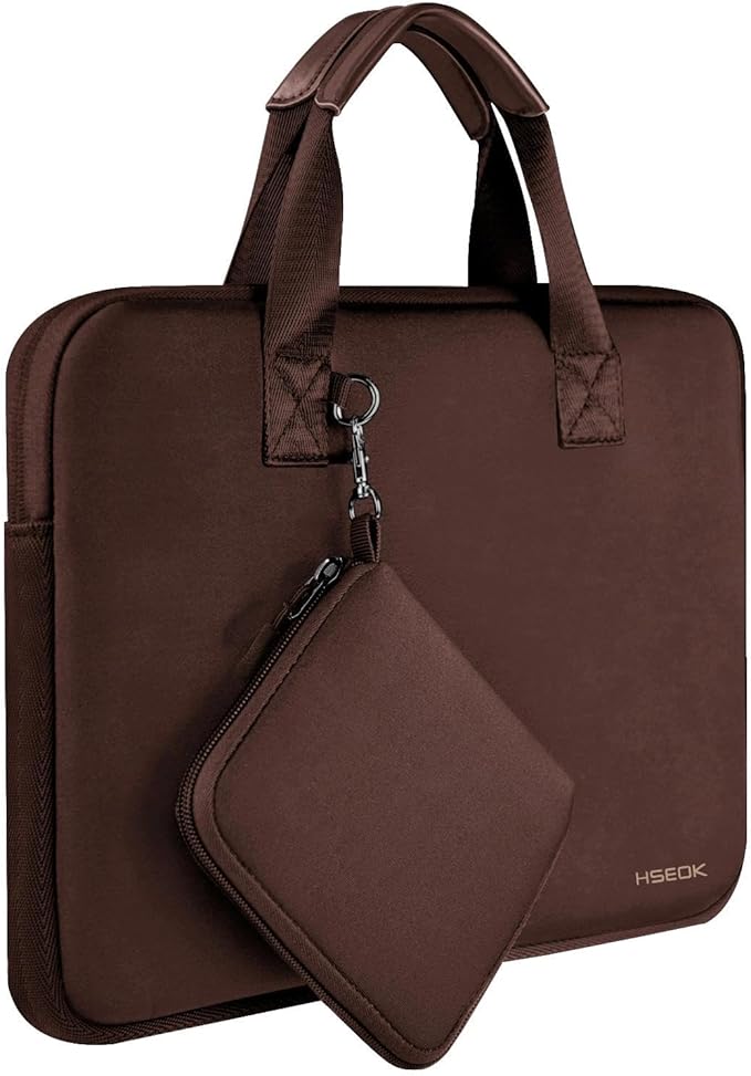 Hseok Laptop Sleeve 14 inch Case with Small Case, Compatible with MacBook Neo 14, MacBook Pro 14 M5/M4/M3/M2/M1, XPS 14 and Most 14 inch Notebooks, Neoprene Computer Handbag,Coffee