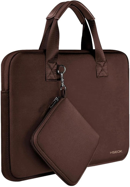 Hseok Laptop Sleeve 14 inch Case with Small Case, Compatible with MacBook Neo 14, MacBook Pro 14 M5/M4/M3/M2/M1, XPS 14 and Most 14 inch Notebooks, Neoprene Computer Handbag,Coffee
