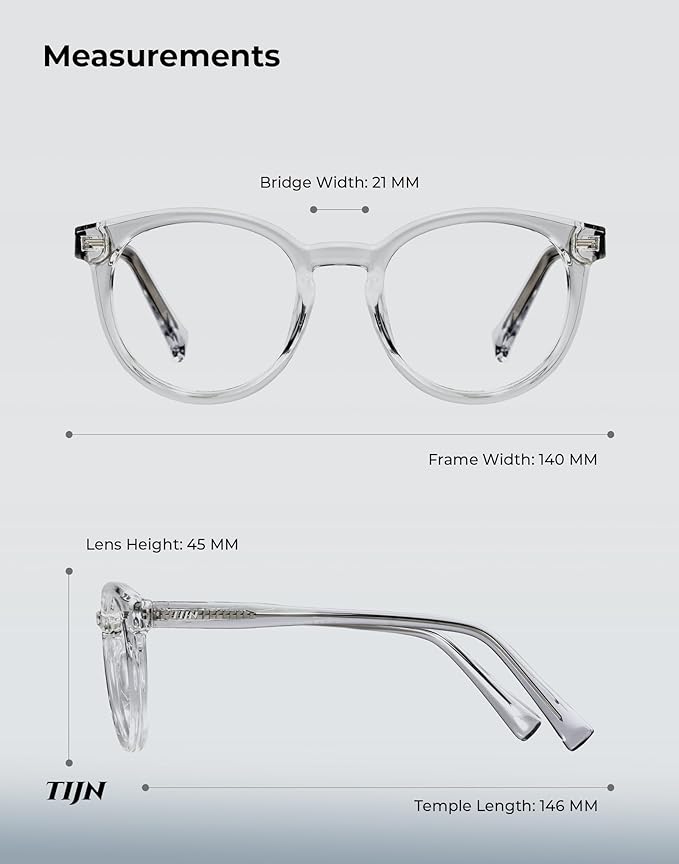 TIJN Blue Light Blocking Glasses Men Women Vintage Thick Round Rim Frame Eyeglasses