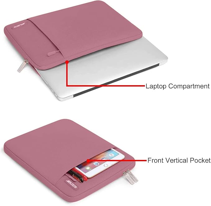 MOSISO Laptop Case 15 inch, 15 inch Laptop Sleeve Compatible with MacBook Air M5 A3448 M4 A3241 M3 A3114 M2 A2941 2026-2023, Dell XPS, Polyester Vertical Computer Sleeve Bag with Pocket, Dusty Rose