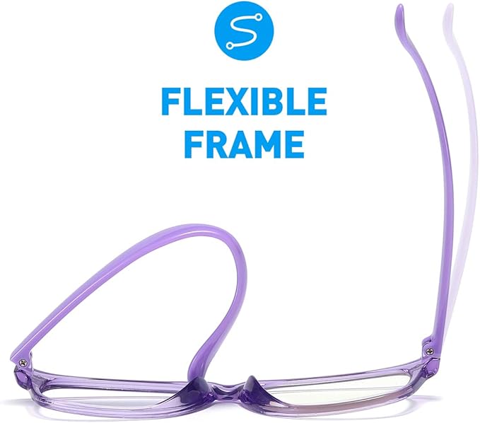 DYLB Kids Blue Light Blocking Glasses Girls Boys 2 Pack, Computer Glasses for Kids Girls Boys Age 3-10,Anti Blue Light & Headache (Transparent Purple + Transparent Pink)