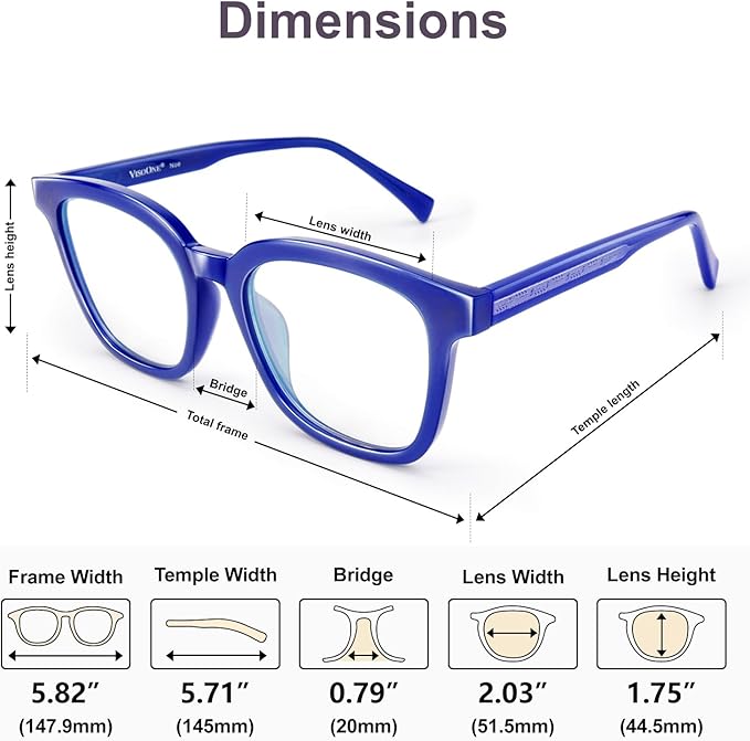 VISOONE Square Blue Light Blocking Glasses TR90 Anti Glare Computer Gaming for Women Men NOE