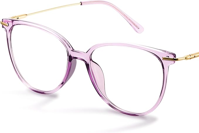 Gaoye Blue Light Blocking Glasses - Trending Round TR90 Frames, Metal Arms, UV400 Protection - Matching Soft Case