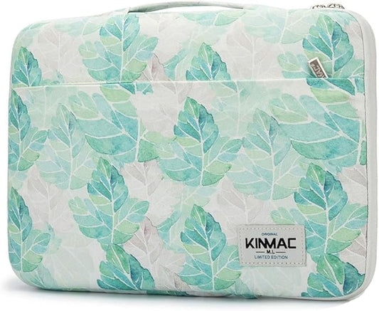 Kinmac 360 Degree Protective Laptop Sleeve Case Bag with Handle for MacBook Air 15 inch and 15 inch-15.6 inch HP Lenovo Dell ASUS Acer Notebook Computer (Green Leaf)