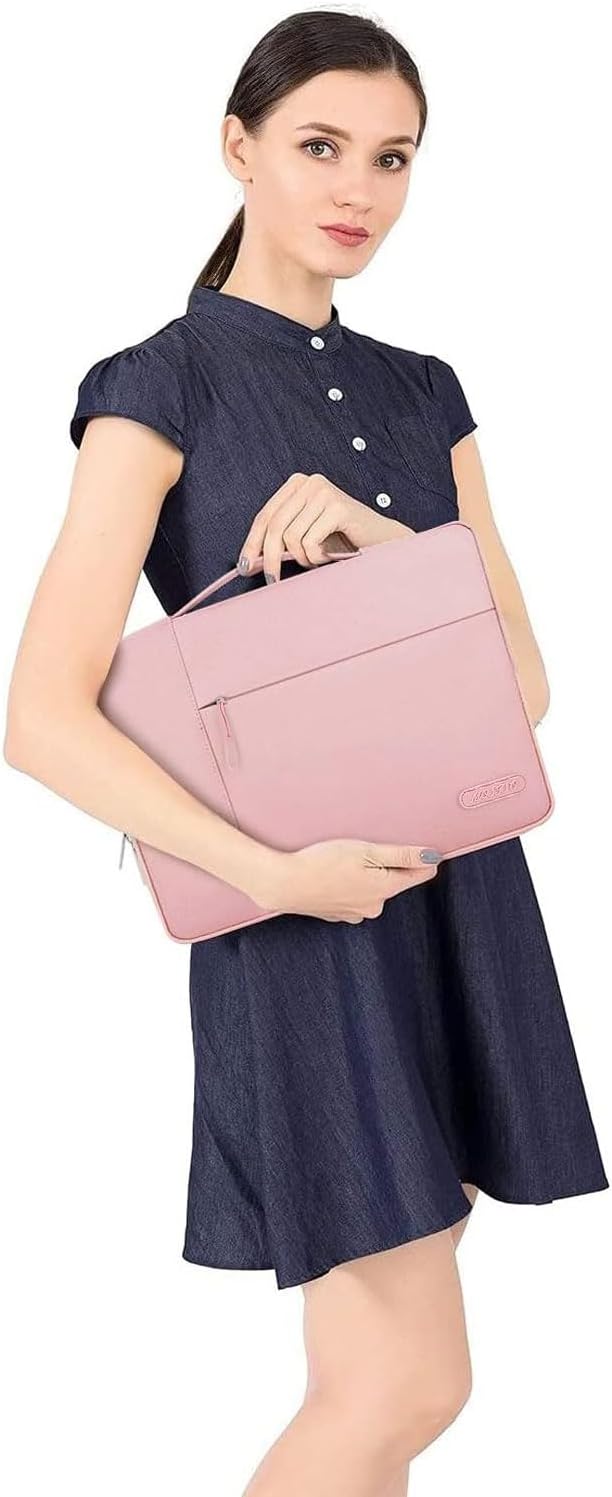 MOSISO Laptop Case 14 inch, 14 inch Laptop Sleeve with Handle Compatible with HP Lenovo Dell ASUS Acer, HP Stream, Dell Latitude, Lenovo IdeaPad, Polyester Multifunctional Computer Bag, Pink