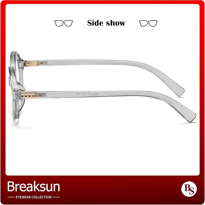 Breaksun Fashion Oval Glasses for Women Men Retro Round Tortoise Frame Blue Light Glasses Nerd Eyeglasses
