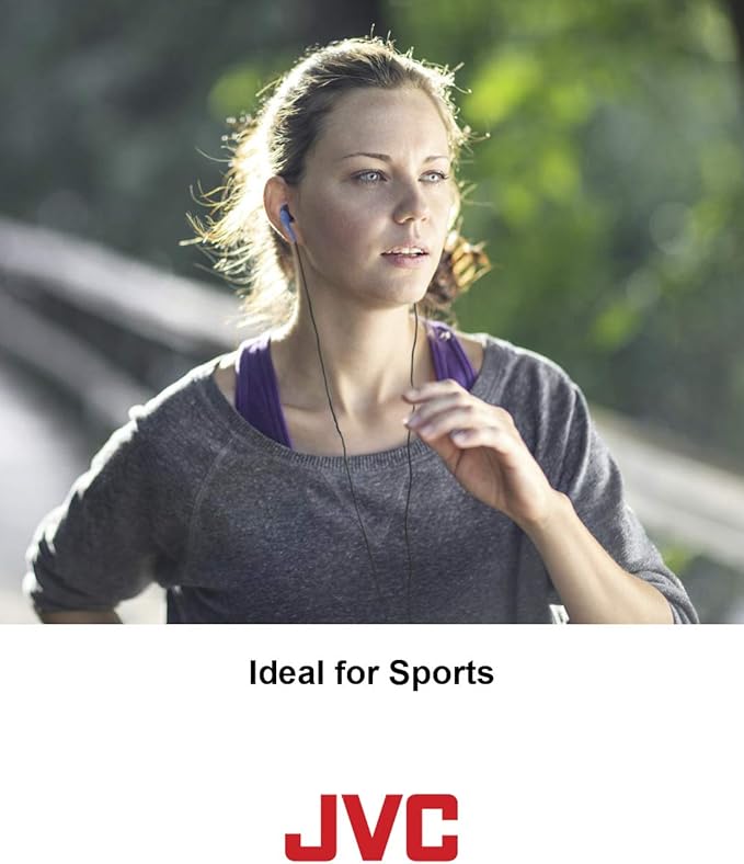 JVC White and Orange Nozzel Secure Comfort Fit Sweat Proof Gumy Sport Earbuds with long colored cord HA-EN10W
