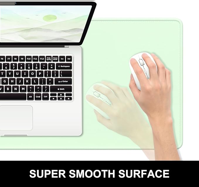 Hsurbtra Desk Pad, 23.6" x 13.8" Premium-Textured Desk Mat, Stitched Edge Anti-Slip Waterproof Rubber Mouse Pad, M Extended Computer Mat for Office Gaming Laptop Keyboard Lake Green
