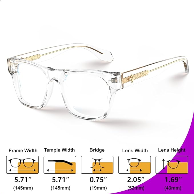 VISOONE Square Blue Light Blocking Glasses TR90 Clear Lens for Women Men BONA