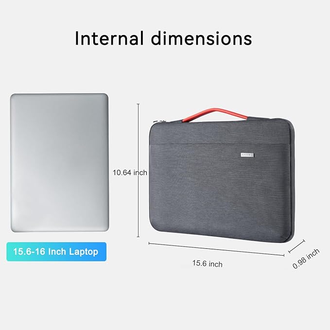 LANDICI 360°Laptop Sleeve Case 15.6 16 Inch Compatible with MacBook Pro 16 M1/M2/M3/M4 2019-2025, 15.6-16” Hp Dell Lenovo Acer Asus, Waterproof Computer Bag Cover with Handle, Grey