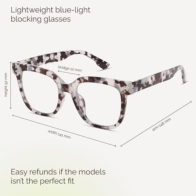 miyya Blue Light Glasses for Women & Men – Oversized UV & Blue Light Blocker Chunky Frames, Stylish Eyewear Accessories