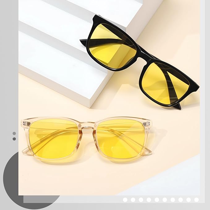 Polarized Sunglasses for Women Men, Night Driving Glasses Anti Glare Yellow Lens UV 400 for Day Night Use
