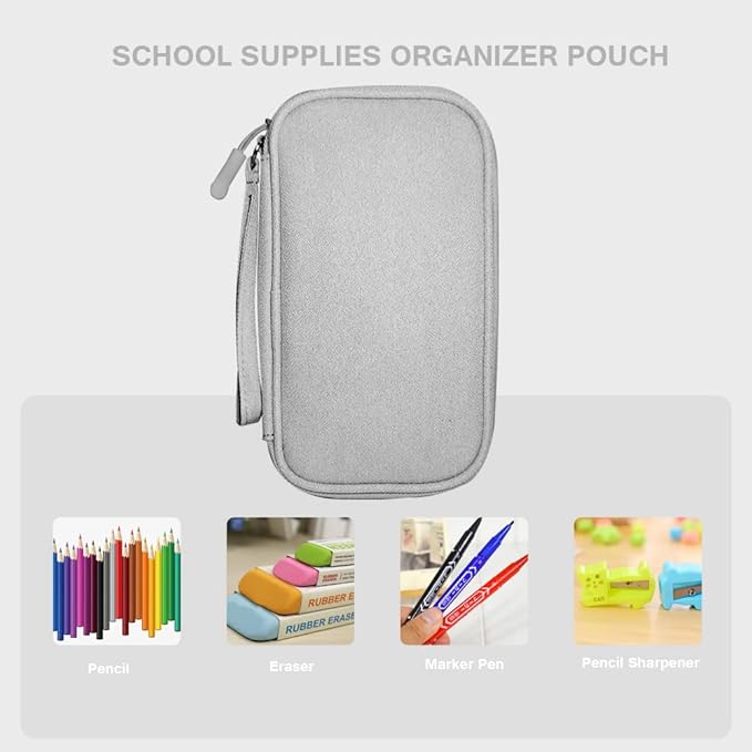 Electronics Organizer Bag Pouch Cable Charger Case Travel Shockproof Cord Carrying Case for Earphone Powerbank USB Hard Drive SD Card (Grey)