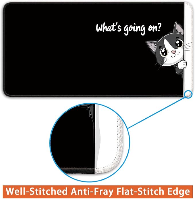 Desk Pad Protector, Office Desk Mat, Large Mouse Pad, Non-Slip Desk Blotter, 23.6x11.8 inch, Black Cat Pattern