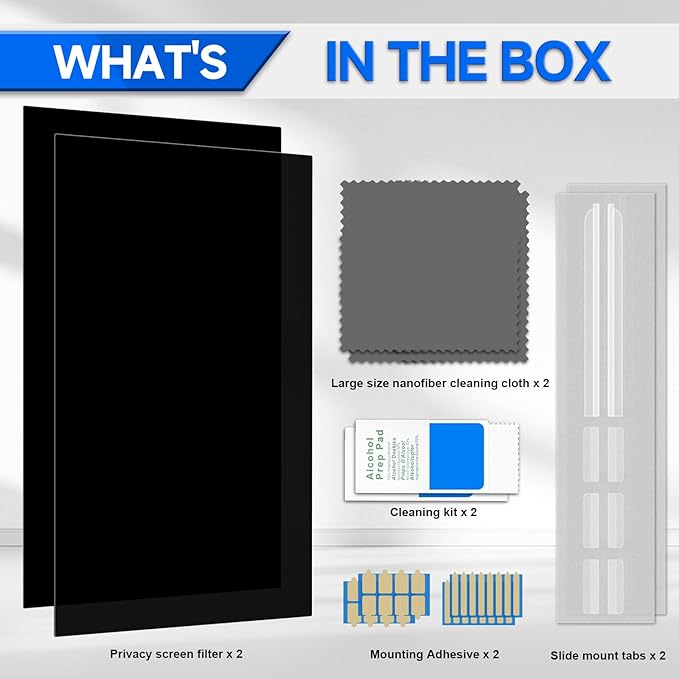 [2-Pack] Privacy Screen For Computer Monitor, 20-Inch 16:9 Aspect Ratio; Anti Spy/Bule Light/Glare And Eye Protection, 2 Install Ways Removable For Office, Airport, Cafe And Other Public Area; Diagonal 20 Inches, Width 17.43 Inches, Height 9.81 Inches