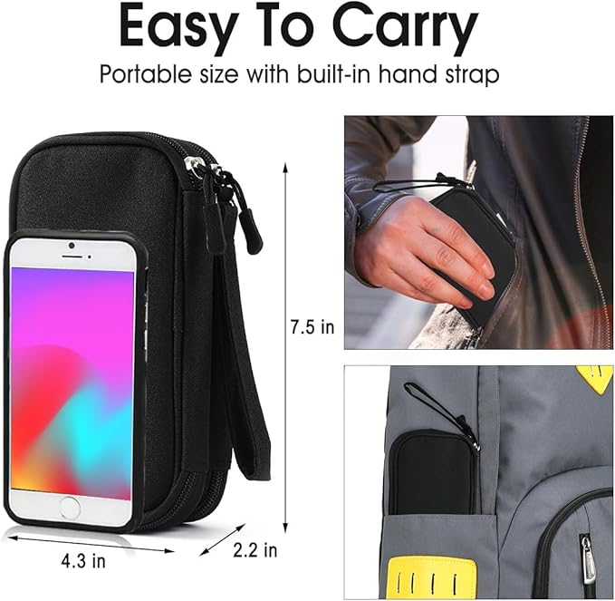 Travel Electronic Organizer Pouch Bag, 3 Compartments Portable Electronic Phone Accessories Storage Multifunctional Case for Cable, Cord, Charger, Hard Drive, Earphone(Black)