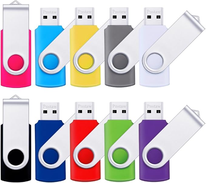 (NOT 512GB) Flash Drive 512MB USB 2.0 10 Pack Swivel Blank Memory Stick Pnstaw Bulk Thumb Drive Pen Drives Jump Drive for Data Storage, File Sharing(10 Pack,Multi-Color) (512MB) by Pnstaw