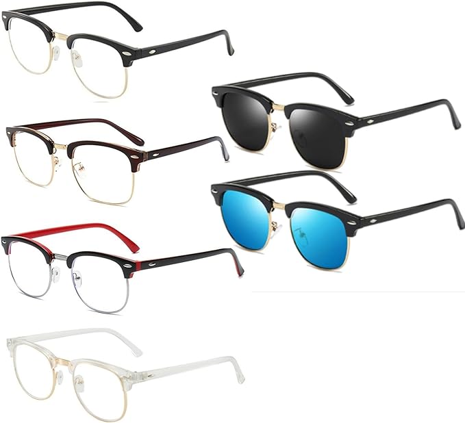 Computer Gaming Blue Light Blocking Glasses Half frame Retro Semi Rimless Clear Lens Glasses Eyewear Men Women plus POLARIZED male sunglasses