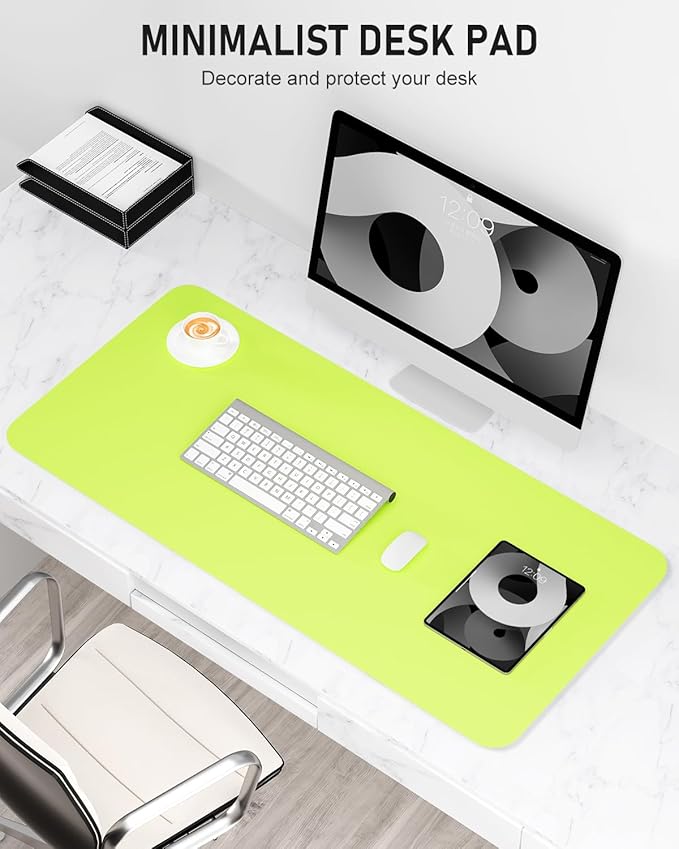Desk Pad, 35.5" x 17" PU Leather Non-Slip Desk Mat Large Mouse Pad for Desktop, Waterproof Laptop Computer Writing Mat for Office, Home, Work, Gaming, Kiwi Green