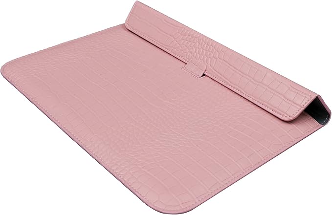 Protective Slim Portable Laptop Sleeve 13-13.6 Inch Crocodile PU Leather Case for MacBook Neo 13 A18 Pro A3404 / Air 13 / Pro 13 M5 A3449 M4 A3240 M3 M2 M1, for HP Dell Lenovo Notebook, Pink