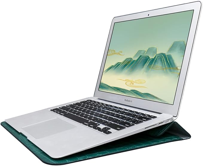 Laptop Sleeve for 2022-2026 MacBook Air 13.6 inch M5 A3449 M4 A3240 M3 A3113 M2 A2681 Neo 13 A3404 Air 13 2021-2018 PU Leather Flap Style Case Notebook Bag for Mac Pro 13 2022-2016, Green