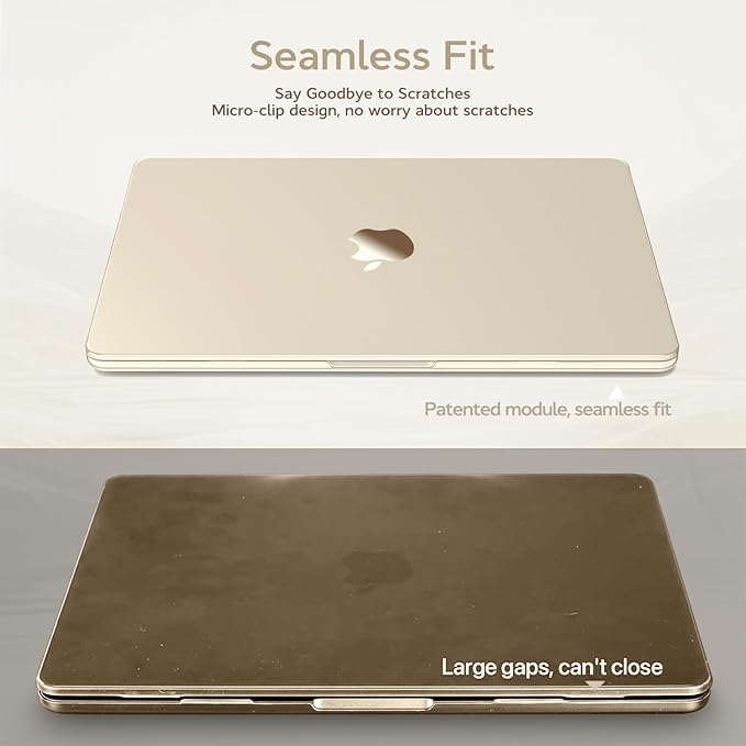 B BELK Compatible with MacBook Air 13 inch Case M5 2026 2025-2022 M4 M3 M2 A3449 A3240 A3113 A2681, [100% Official Color] [Slim Armor] Plastic Hard Shell for MacBook Air 13.6 inch Case,Starlight Clear