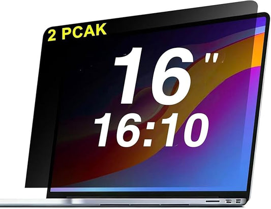 【2 pack】 16 Inch Laptop Privacy Screen Protector, 16:10 Aspect Removable Anti-Glare Blue Light Filter Protector - Scratch Resistant Data Privacy Screen Protecto