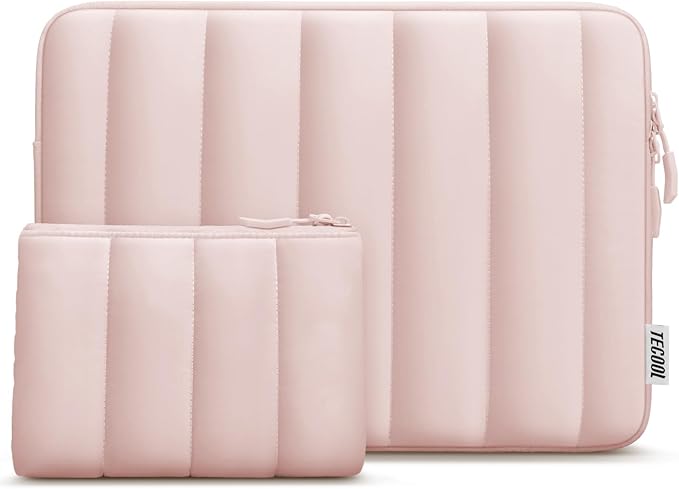 TECOOL Puffy Laptop Case 16 inch,Laptop Sleeve 16 inch for MacBook Pro 16 M5 M4 M3,16 Lenovo Thinkpad HP Acer Asus Dell Chromebook,Protective Waterproof 16 inch Sleeve Notebook with Small Case,Pink