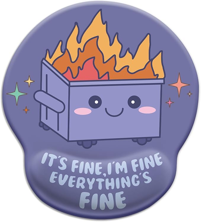 Blusabaca Dumpster on Fire Mouse Pad with Wrist Rest, Funny Cute Ergonomic Mouse Pads for Desk Wrist Support, Mousepad for Wireless Mouse Gaming Work Home Desk Accessories Office Supplies Decor Women