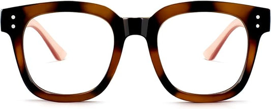 Madison Avenue Oversized Blue Light Blocking Glasses for Women Fashion Blue Light Blockers Anti Eyestrain & UV Protection Computer Eyeglasses (Brown Demi Pink)