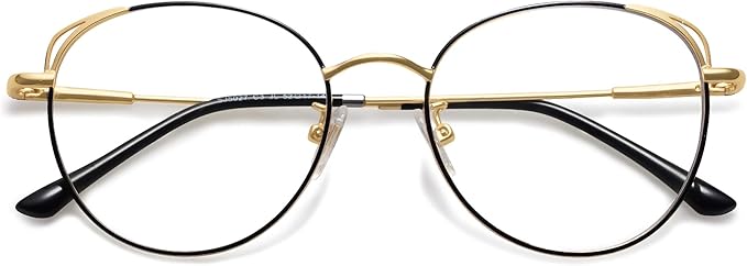SOJOS Cat Eye Blue Light Blocking Glasses for Woman Hipster Metal Frame Womens Eyeglasses She Young SJ5027