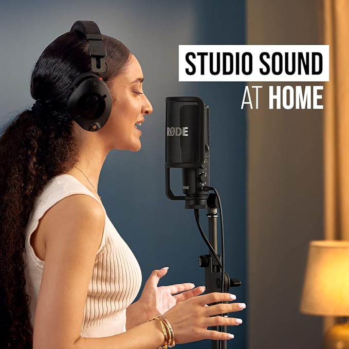 RØDE NT-USB+ Professional-Grade USB Condenser Microphone For Recording Studio Quality Audio Directly To A Computer Or Mobile Device, Black
