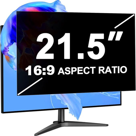 21.5 Inch Computer Privacy Screen Filter for 16:9 Aspect Ratio, Eye Protection Anti Blue Light Glare Shield, Removable Black Blackout Anti Spy Desktop Security Private Filter Protector