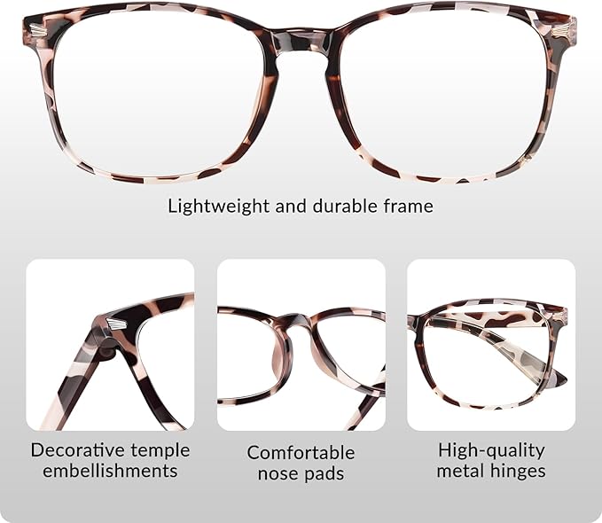 Blue Light Glasses for Woman Men | 99% Blue Light Blocking Glasses for Computer Gaming TV Phone Screen Square Frame | Anti Eyestrain & UV Glare Protection - 6 Pair