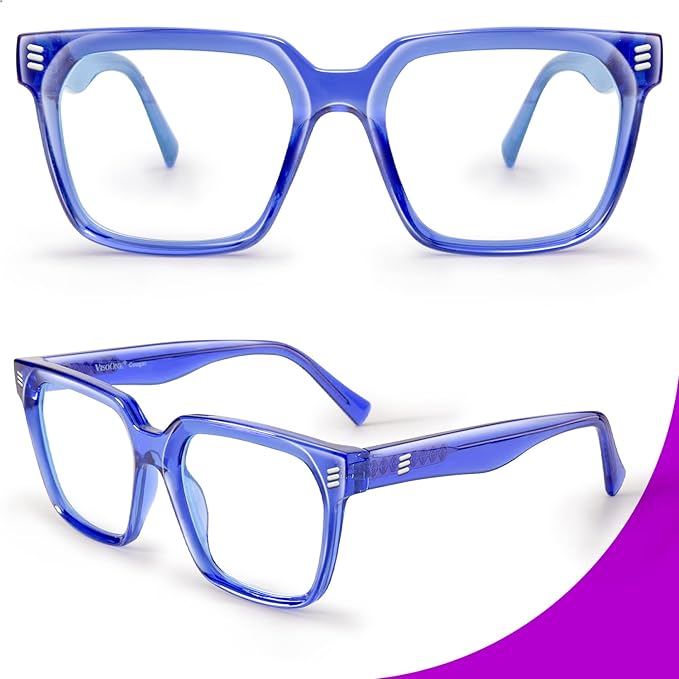 VISOONE Rectangle TR90 Blue Light Blocking Glasses Computer Eyewear with Preppy Look for Women and Men Cougar