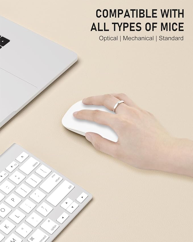 Desk Pad, 30" x 14" PU Leather Non-Slip Desk Mat Large Mouse Pad for Desktop, Waterproof Laptop Computer Writing Mat for Office, Home, Work, Gaming, Beige