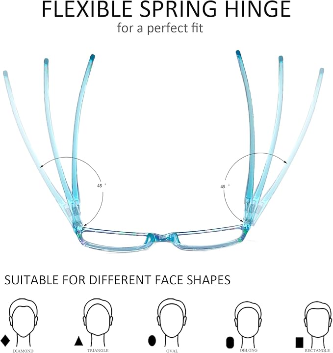 Henotin 6-Pack Reading Glasses Blue Light Blocking Anti Eyestrain Computer Reading Glasses for Women and Men Readers (Mix Color-D, 1.50, Diopters)