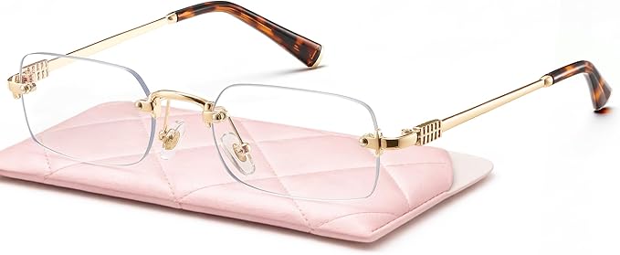 livho Blue Light Blocking Glasses for Women, Lightweight Metal Frame Computer Glasses, Anti Eye Strain, UV Protection