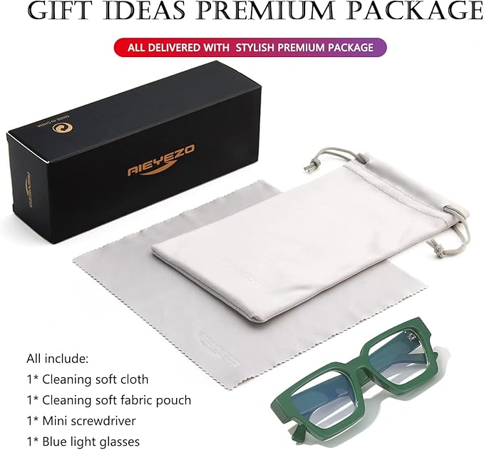 AIEYEZO Square Thick Frame Glasses for Women Men Fashion Blue Light Glasses Trendy Chic Computer Eyeglasses