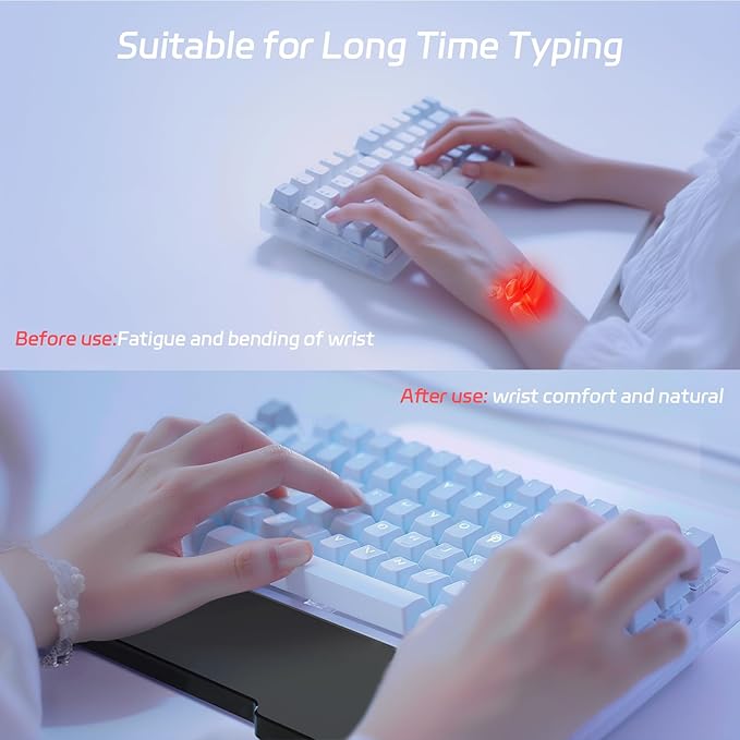 SELORSS Acrylic Keyboard Wrist Rest - TENKEYLESS 80% Keyboard- Mechanical Keyboards Ergonomic Palm Rest for Computer Keyboard,Anti-Slip Base,Wrist Pad for Laptop,Office & Home-Easy Typing (Black)