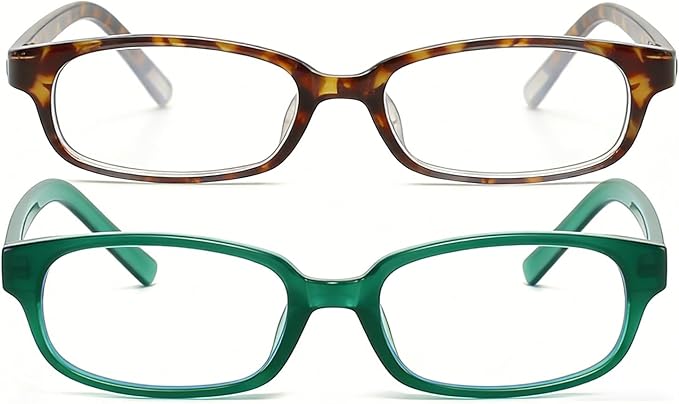 HJSTES Retro Clear Rectangle Glasses for Women Men Fake Blue Light Blocking Lens Narrow Frame Non Prescription Eyeglasses